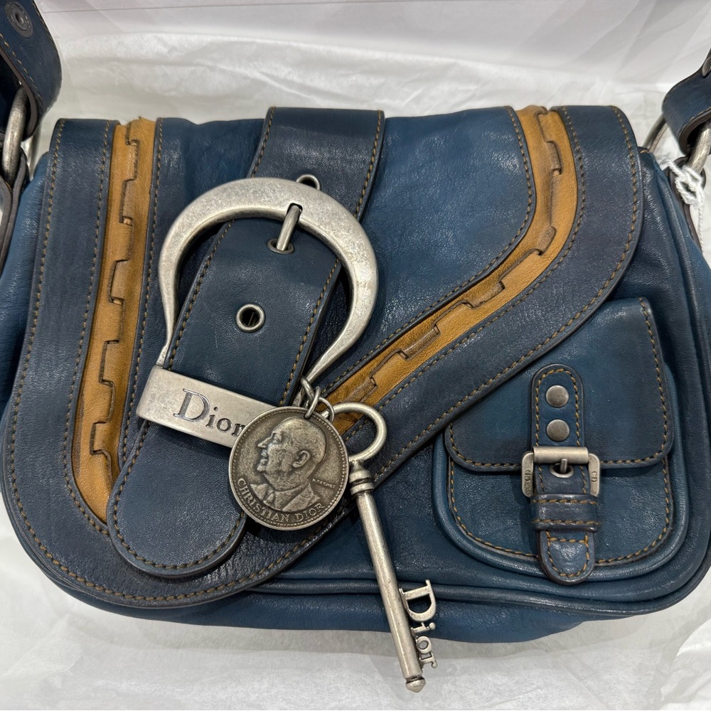 Dior Navy and Camel Leather Crossbody Bag